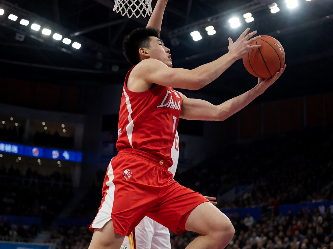 篮球球员在比赛中突破防守